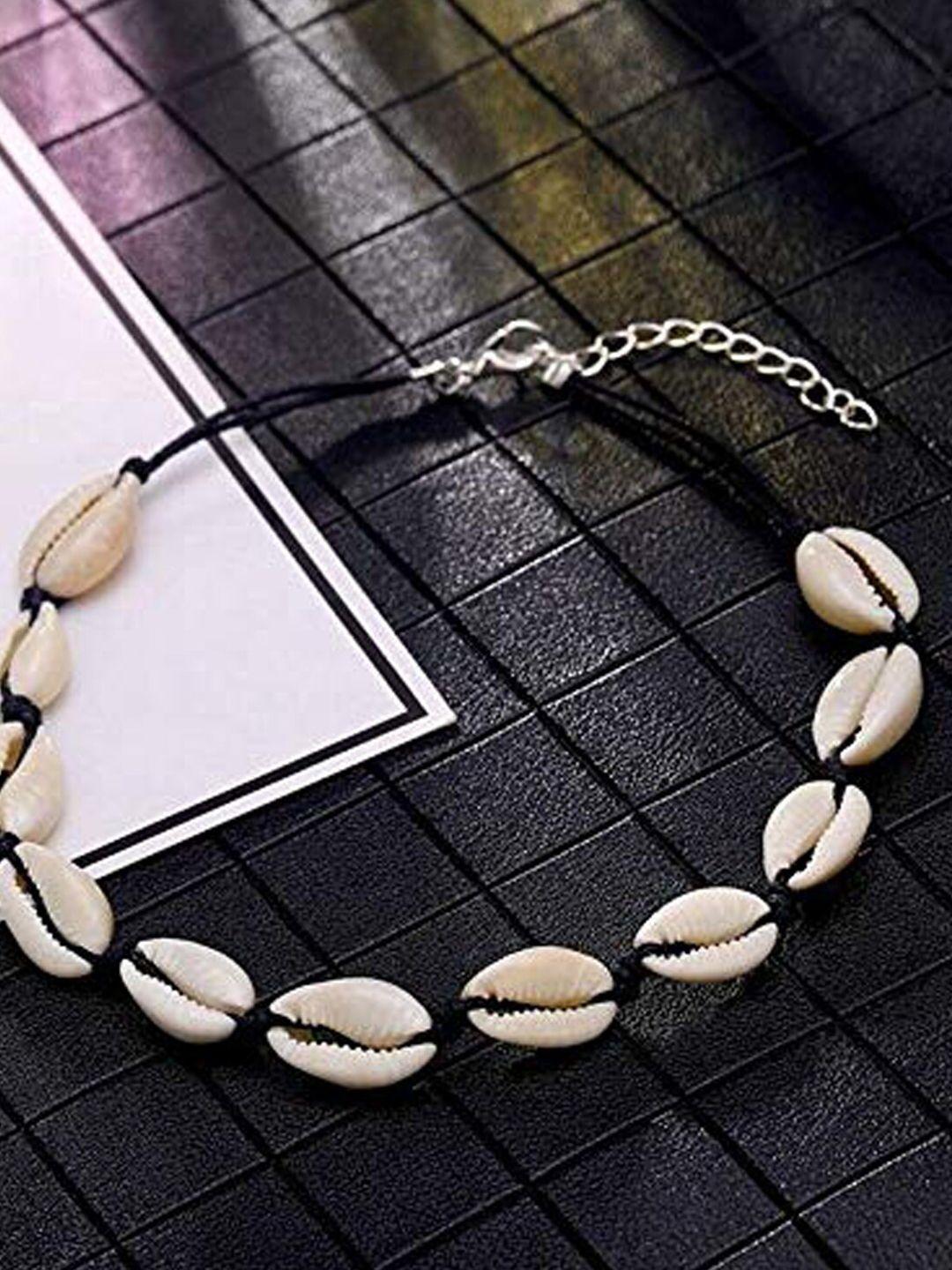 oomph silver-toned & white choker necklace
