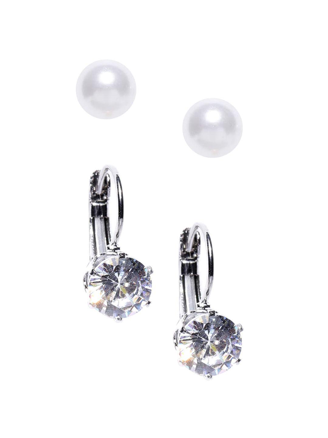 oomph white set of 2 contemporary studs earrings