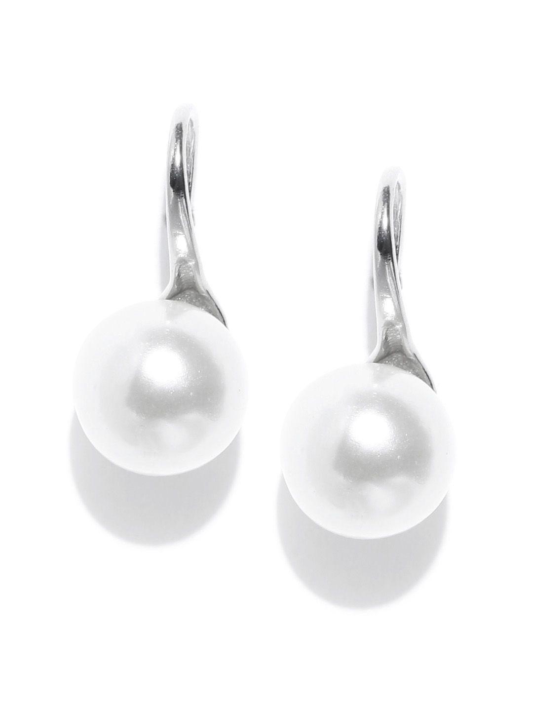 oomph white silver-plated handcrafted contemporary drop earrings