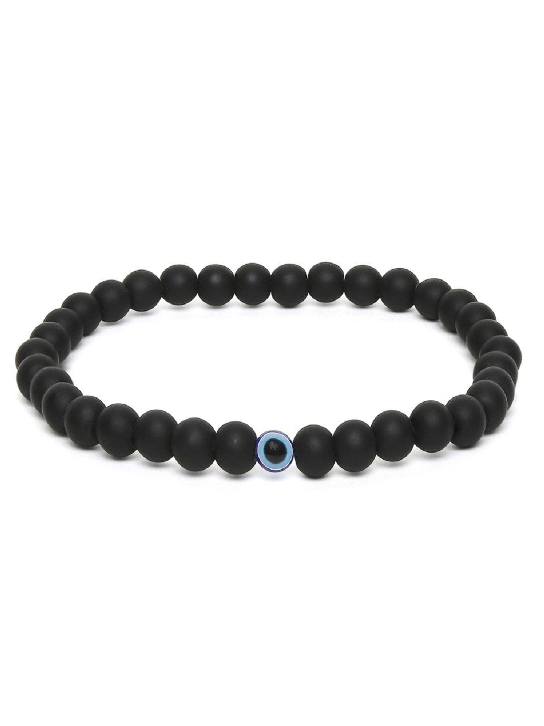 oomph women black & blue handcrafted goodluck evil eye beads elasticated bracelet