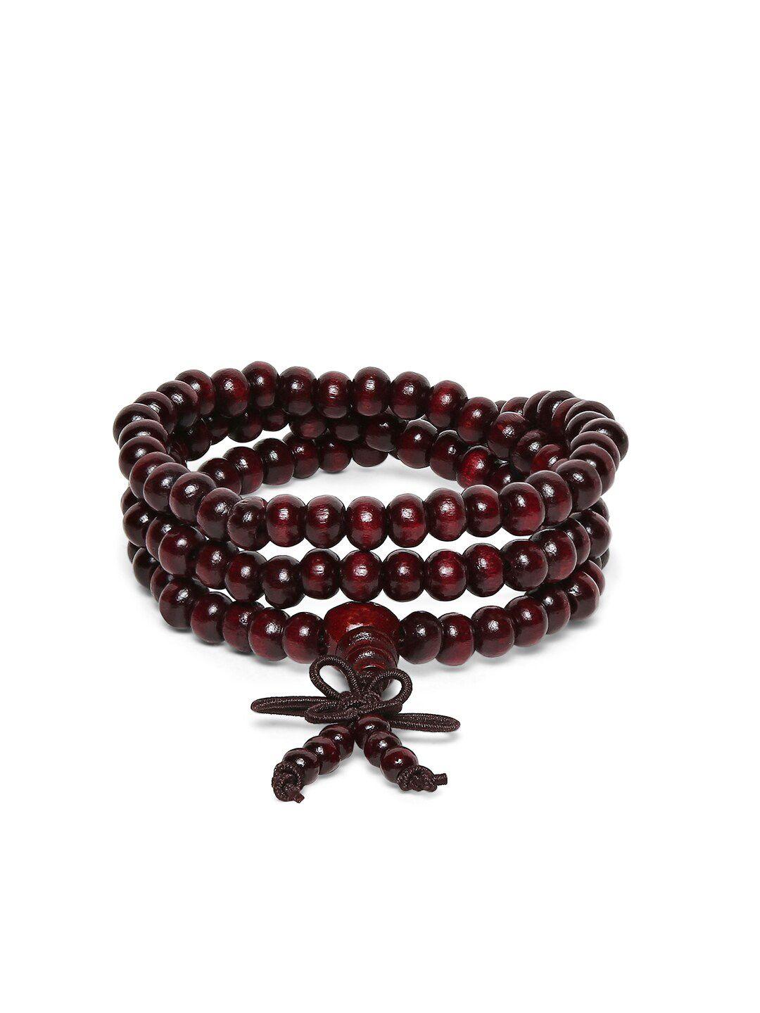 oomph women maroon handcrafted multistrand bracelet