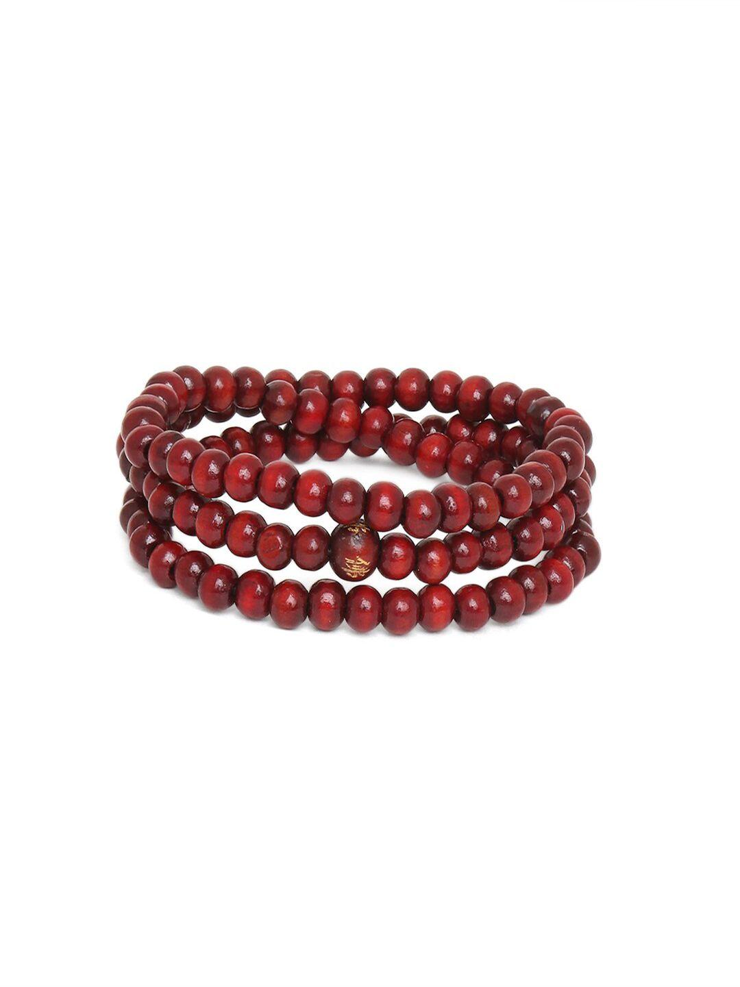 oomph women maroon wood multistrand bracelet