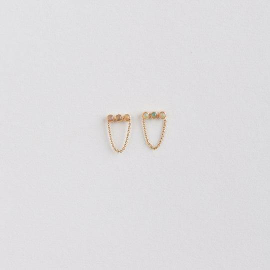 opal dropchain bar earrings