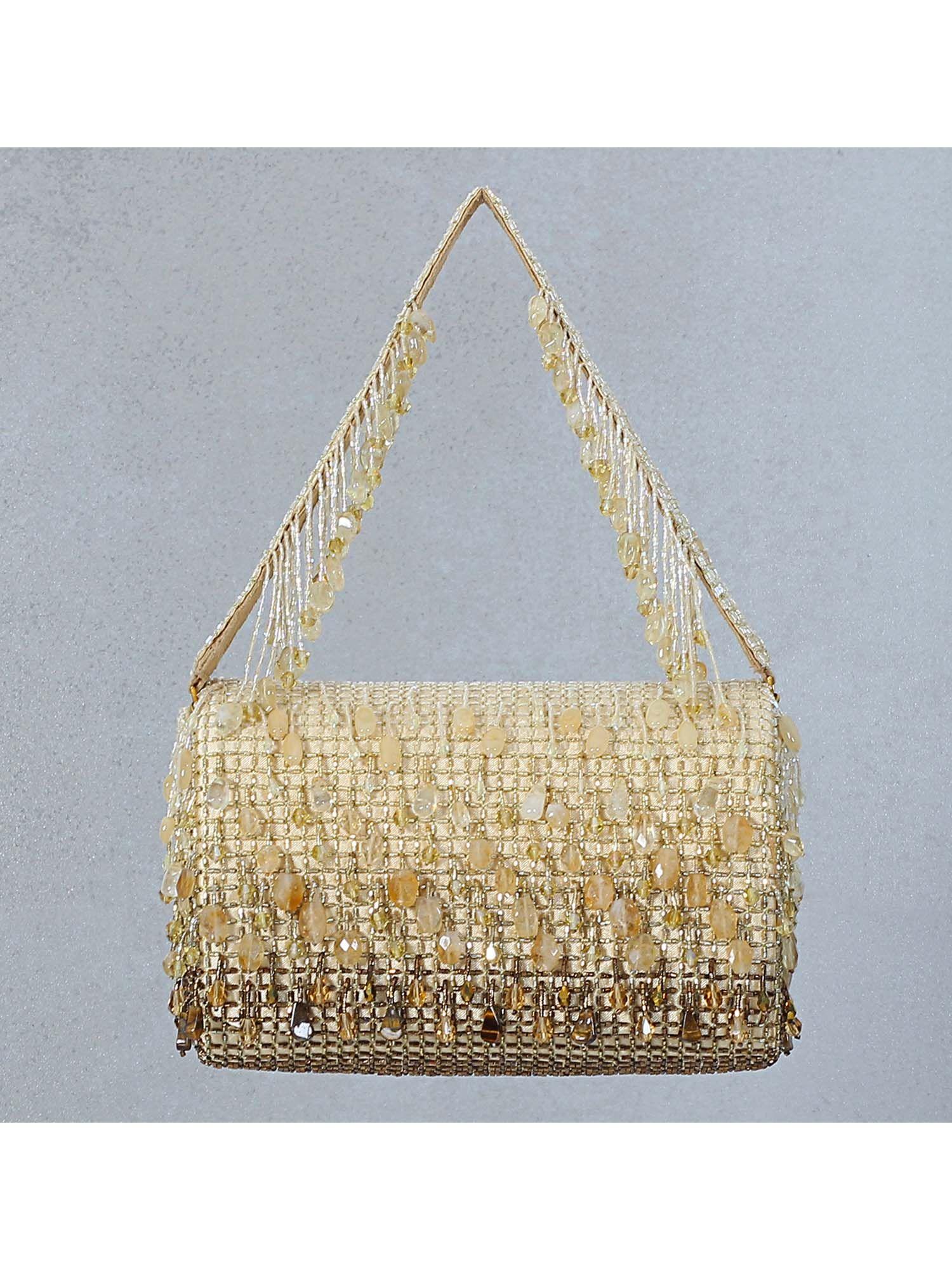 opal flapover clutch peerless gold with handle