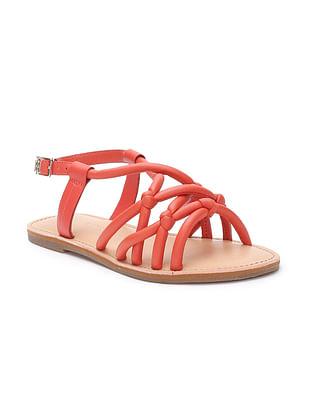 open toe strappy flat sandals