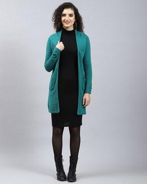 open-front cardigan with patch pockets