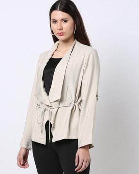 open-front jacket with tie-up