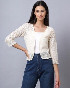 open-front lace shrug