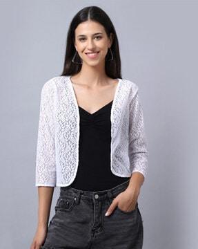 open-front lace shrug