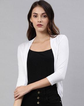open-front shrug with back lace panel