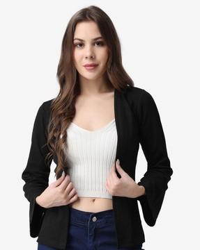 open-front shrug with bell sleeves