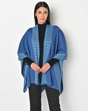 open-front shrug with contrast border