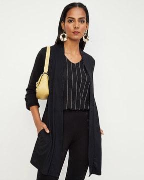 open-front shrug with slip pockets