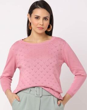 open-knit round-neck pullover