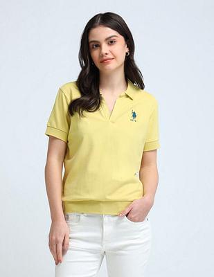 open placket relaxed polo shirt