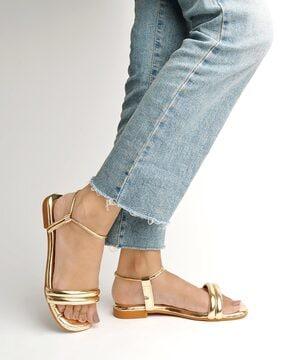 open-toe flat sandals with ankle-strap