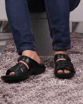 open-toe multi-strap flip flops