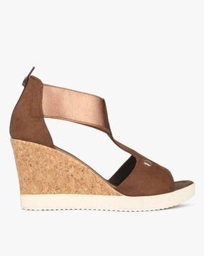 open-toe chunky heels with textured outsole