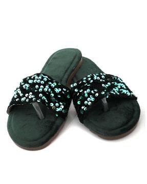open-toe embellished flat sandals
