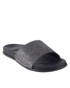 open toe flat slides