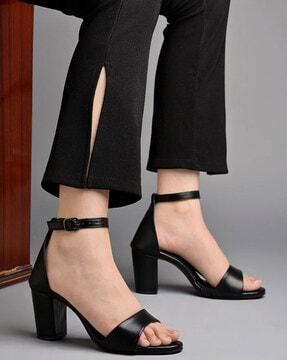 open-toe heeled sandals with buckle-closure
