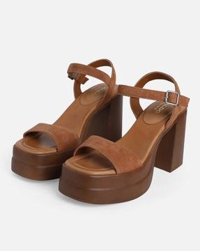 open-toe platforms with buckle fastening