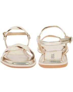 open-toe sandals with buckle closure