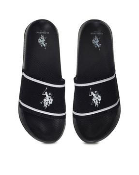 open-toe slides with logo print