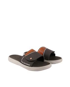 open-toe slides with velcro closure