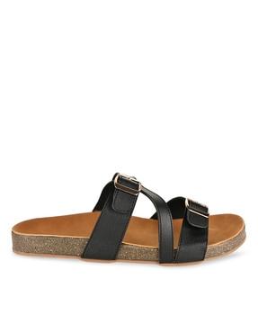 open-toe slip-on flat sandal