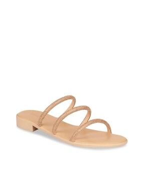 open toe slip-on flat sandals 