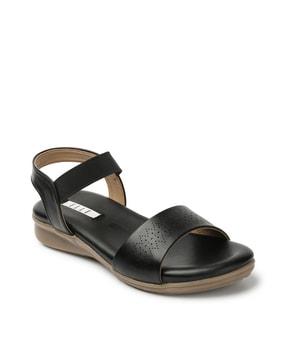 open-toe slip-on flat sandals with sling-back