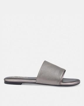 open-toe slip-on flat sandals