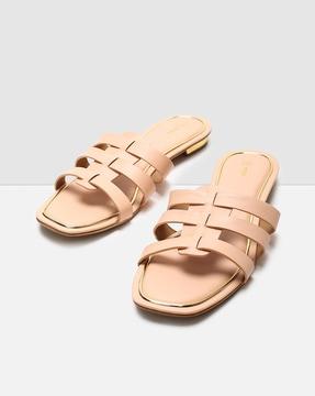 open-toe slip-on flat sandals