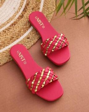 open-toe slip-on flat sandals