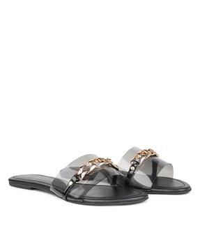 open-toe slip-on flat sandals