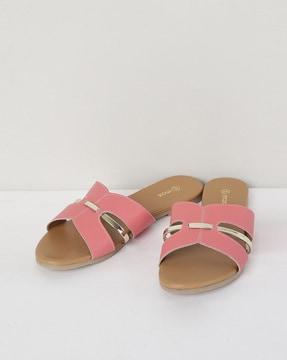 open-toe slip-on flat sandals