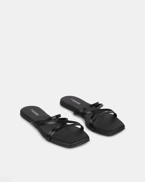 open-toe slip-on flat sandals