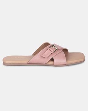 open-toe slip-on flat sandals