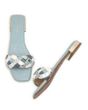 open-toe slip-on flat sandals