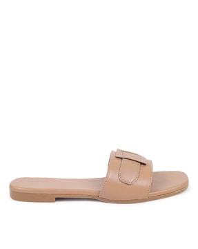 open-toe slip-on flat sandals