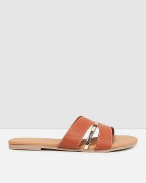 open-toe slip-on flat sandals