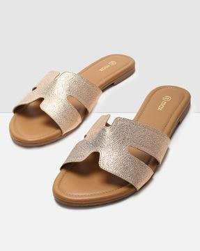 open-toe slip-on flat sandals