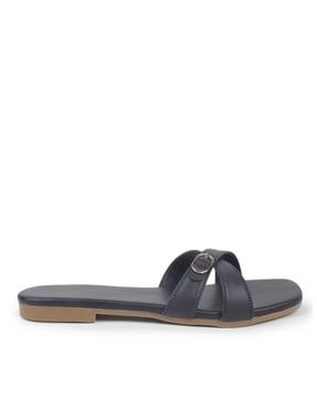 open-toe slip-on flat sandals