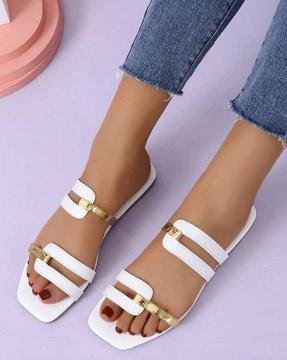 open-toe slip-on flat sandals