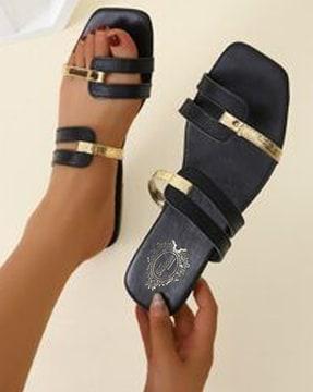 open-toe slip-on flat sandals