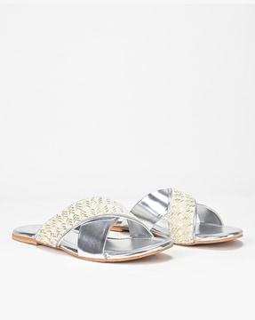 open-toe slip-on flat sandals