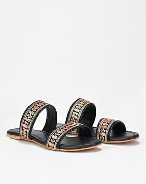 open-toe slip-on flat sandals