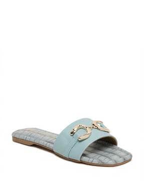 open-toe slip-on flat sandals