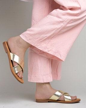 open-toe slip-on flat sandals